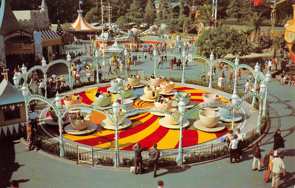 Anaheim California Disneyland Mad Hatters Tea Party Vintage Postcard
