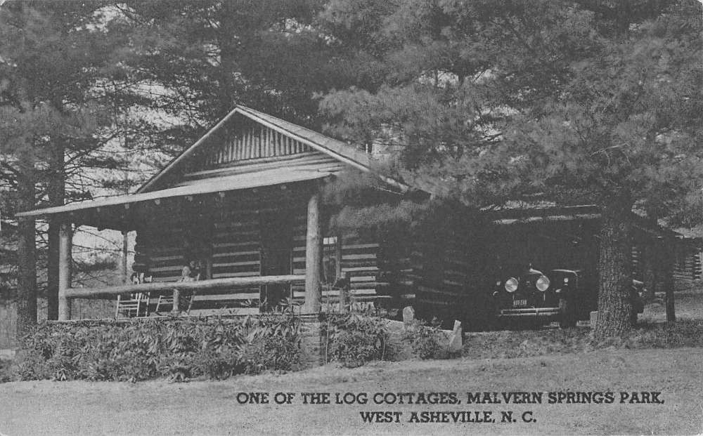 Asheville North Carolina Malvern Springs Park Log Cabin Antique