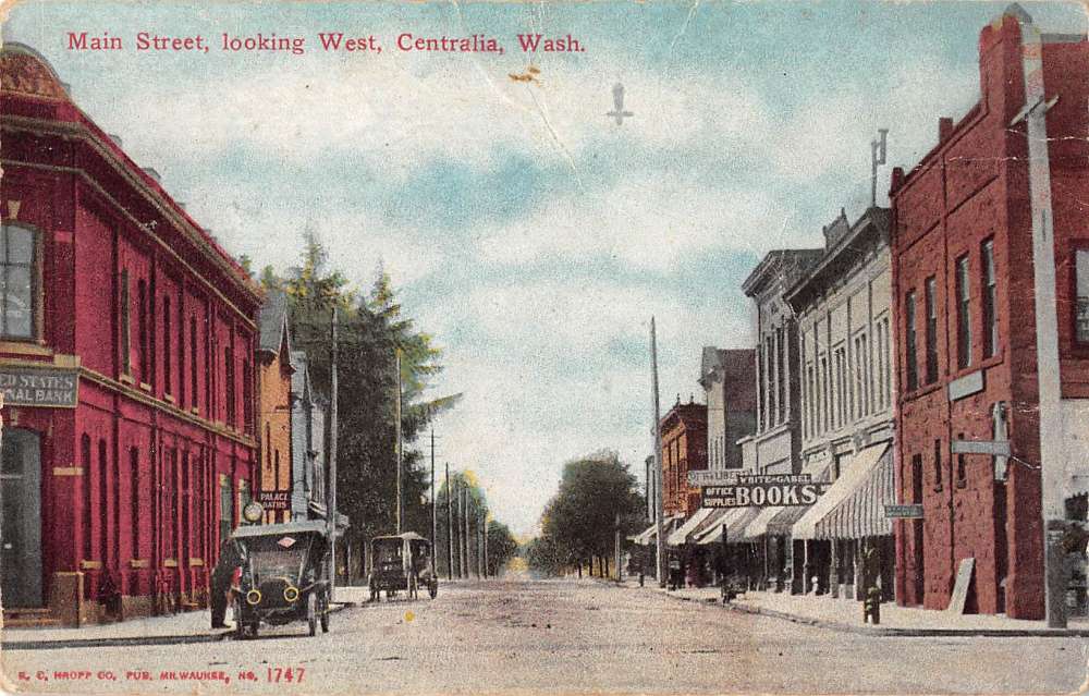 Centralia Washington Main Street Looking West Antique Postcard J39668 ...