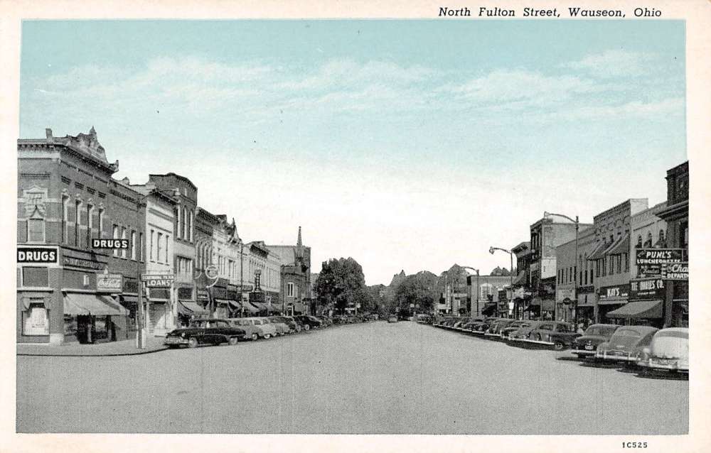 Wauseon Ohio North Fulton Street Scene Store Fronts Antique Postcard ...