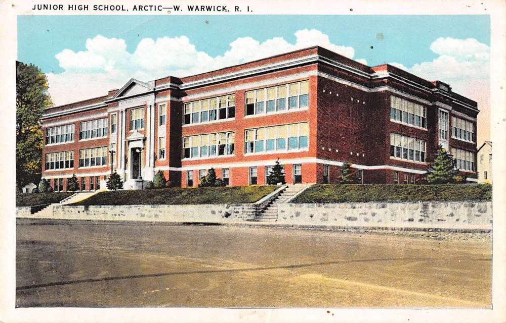 Arctic Rhode Island birds eye view Jr High School antique pc Z13159 | eBay