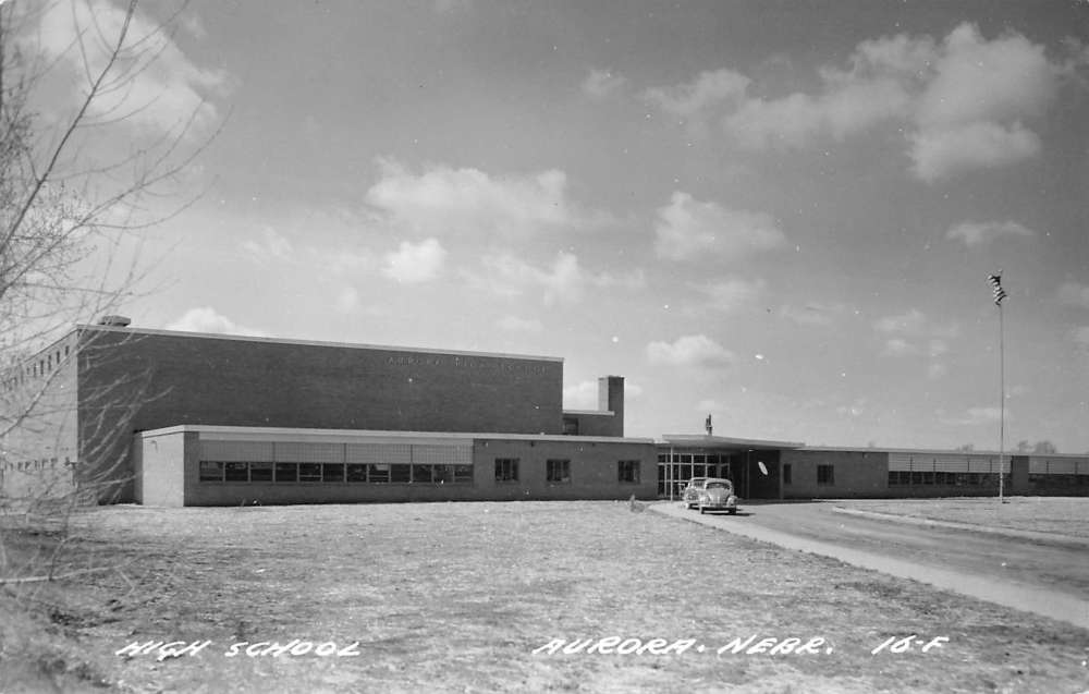 Aurora Nebraska High School Street View Real Photo Antique Postcard ...