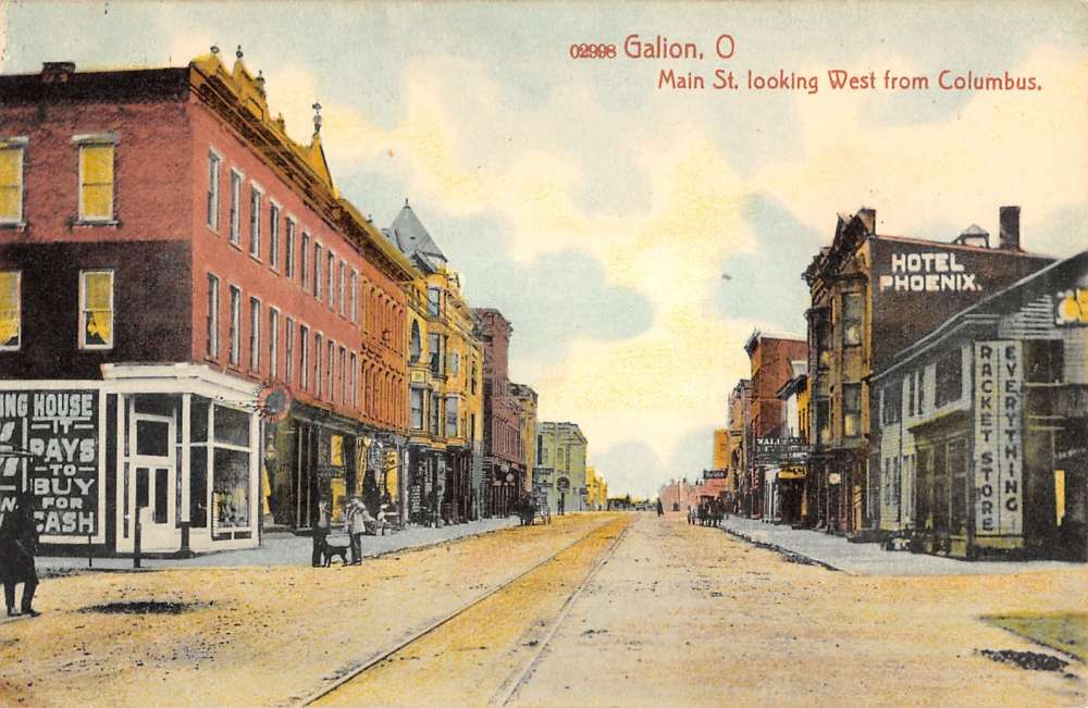 Galion Ohio Main Street Scene Store Fronts Antique Postcard K19053 