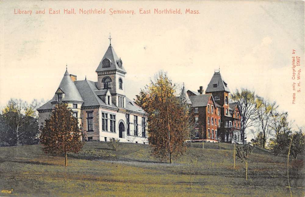 Northfield Massachusetts Seminary Library East Hall Antique Postcard ...