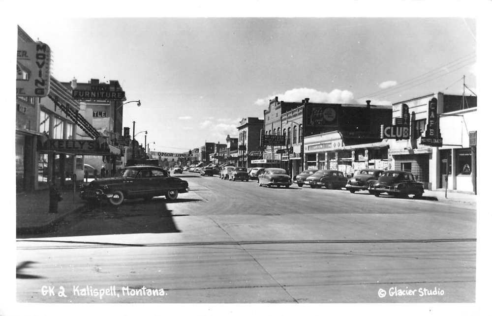 Kalispell Montana Street Scene Store Fronts Real Photo Antique Postcard ...