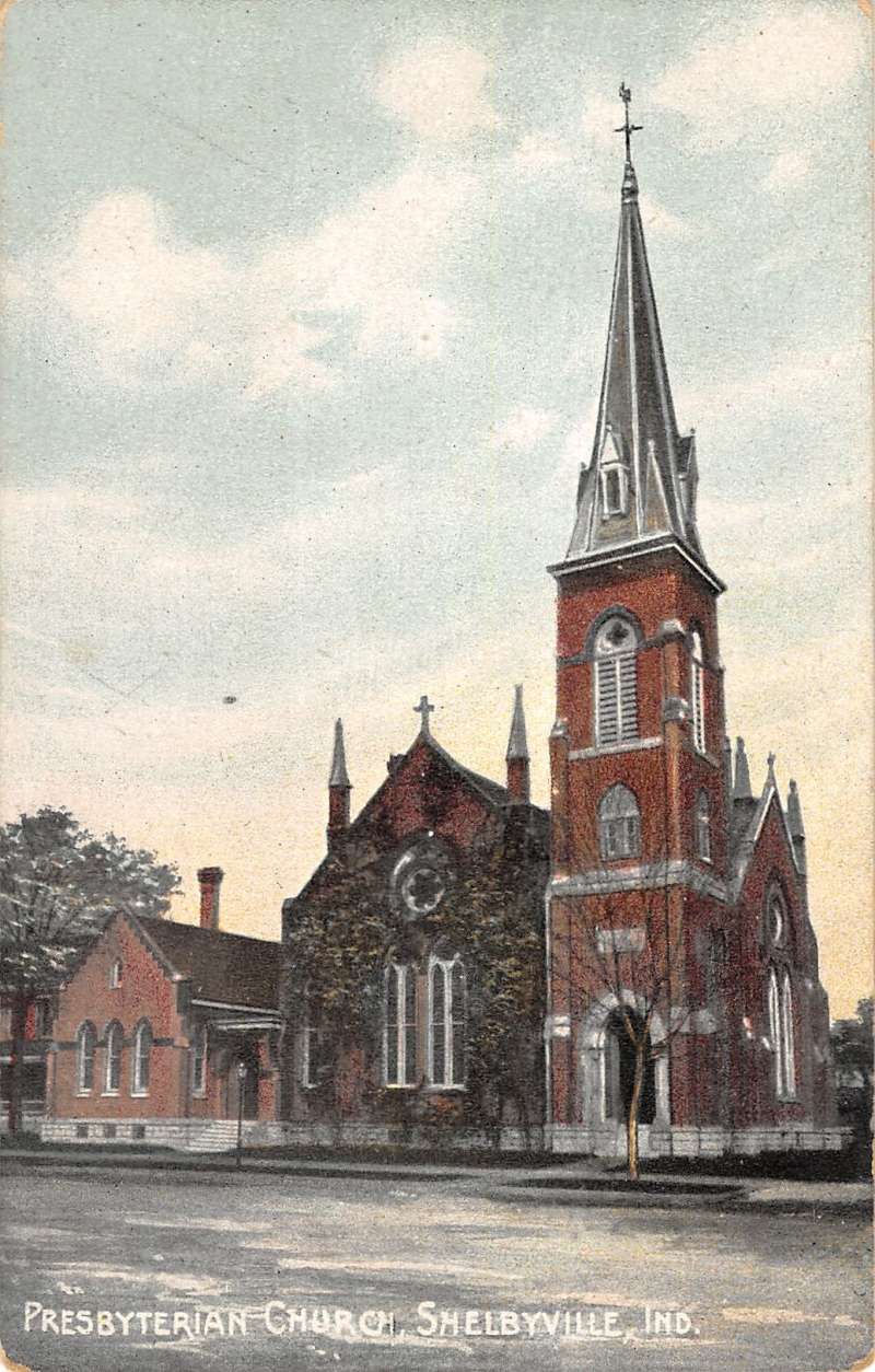 Shelbyville Indiana Presbyterian Church Exterior Antique Postcard ...