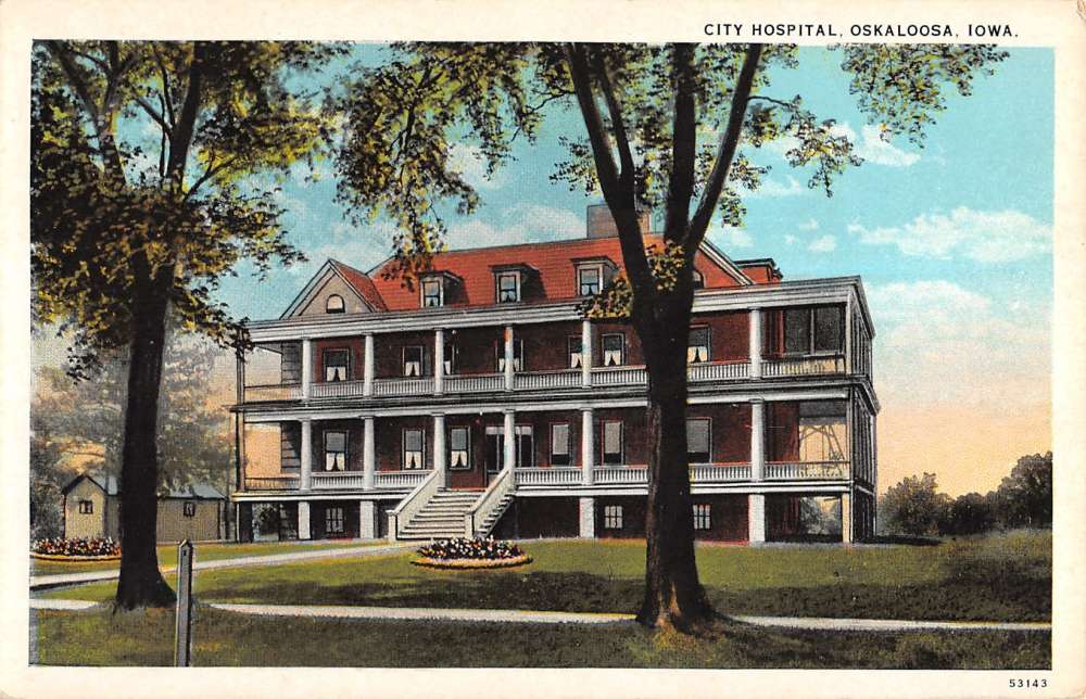 Oskaloosa Iowa City Hospital Exterior Street View Antique ...