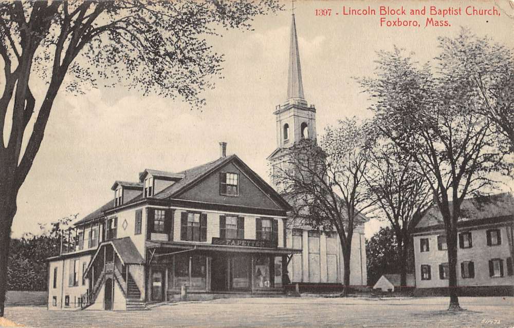 Foxboro Massachusetts Lincoln Block Baptist Church Antique Postcard ...