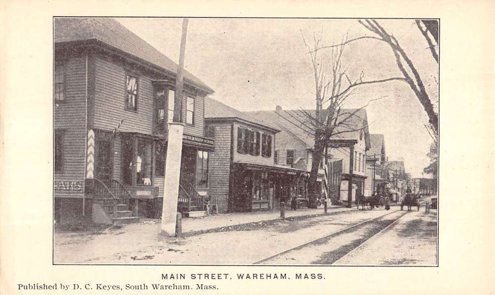 Wareham Massachusetts Main Street Scene Historic Bldgs Antique Postcard