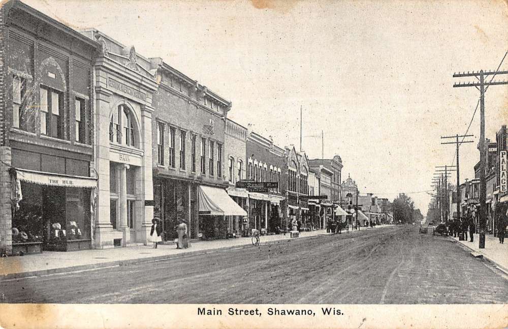 Shawano Wisconsin Main Street Scene Bank Exterior Antique Postcard ...