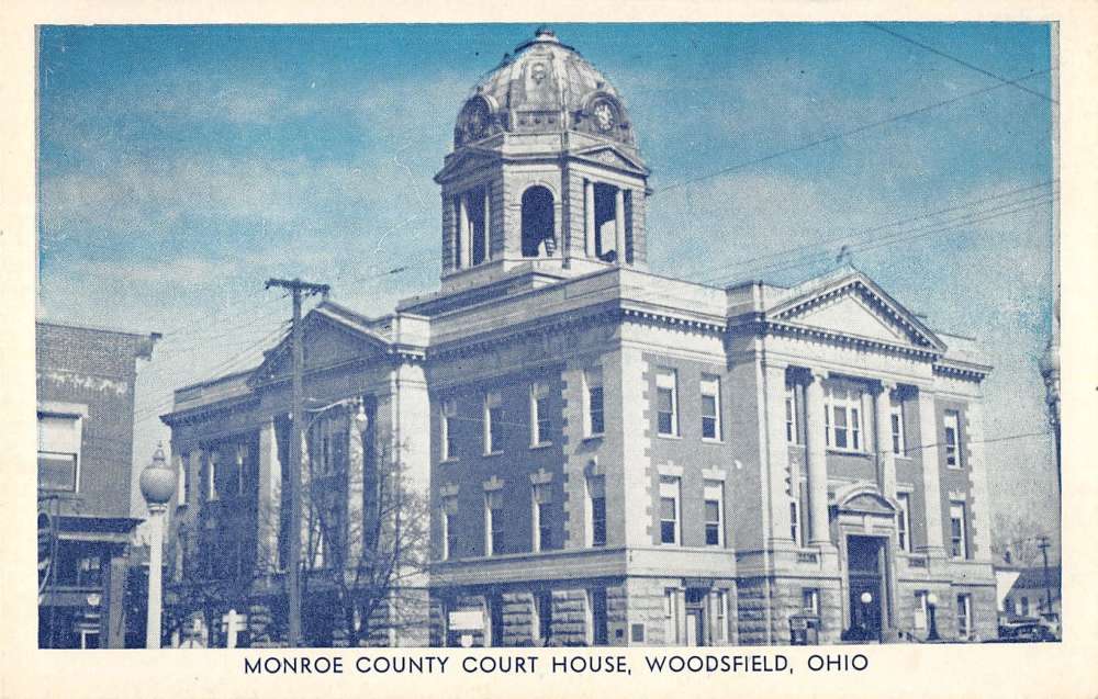 Woodsfield Ohio Monroe Court House Street View Antique Postcard K29852