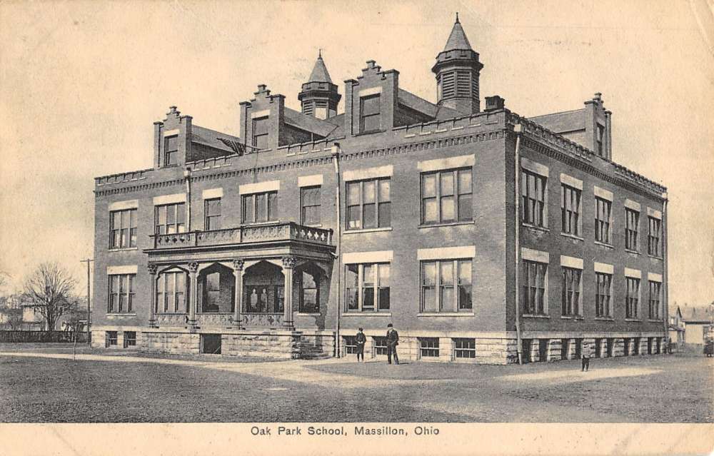 Massillon Ohio Oak Park School Street View Antique Postcard K32286 | eBay