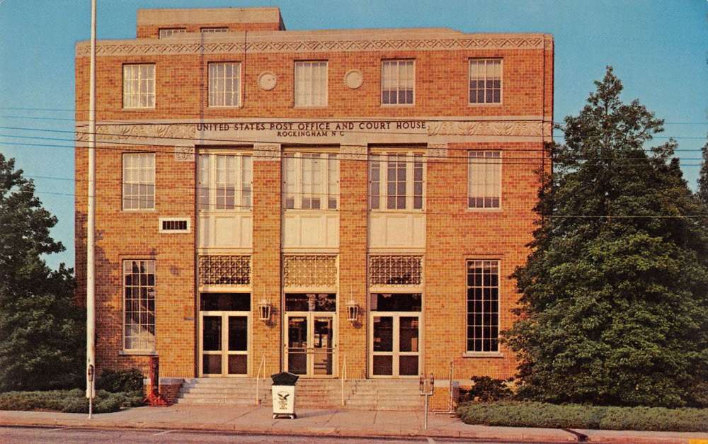 Rockingham North Carolina Post Office And Court House Vintage Postcard