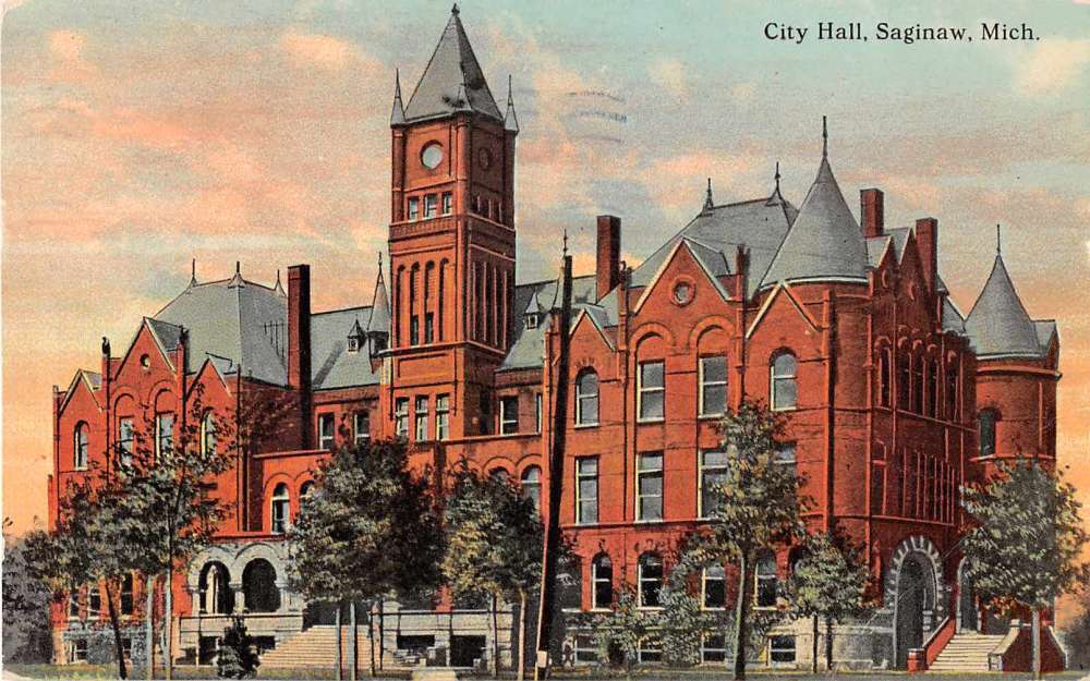 Saginaw Michigan City Hall Antique Postcard J51415 | eBay