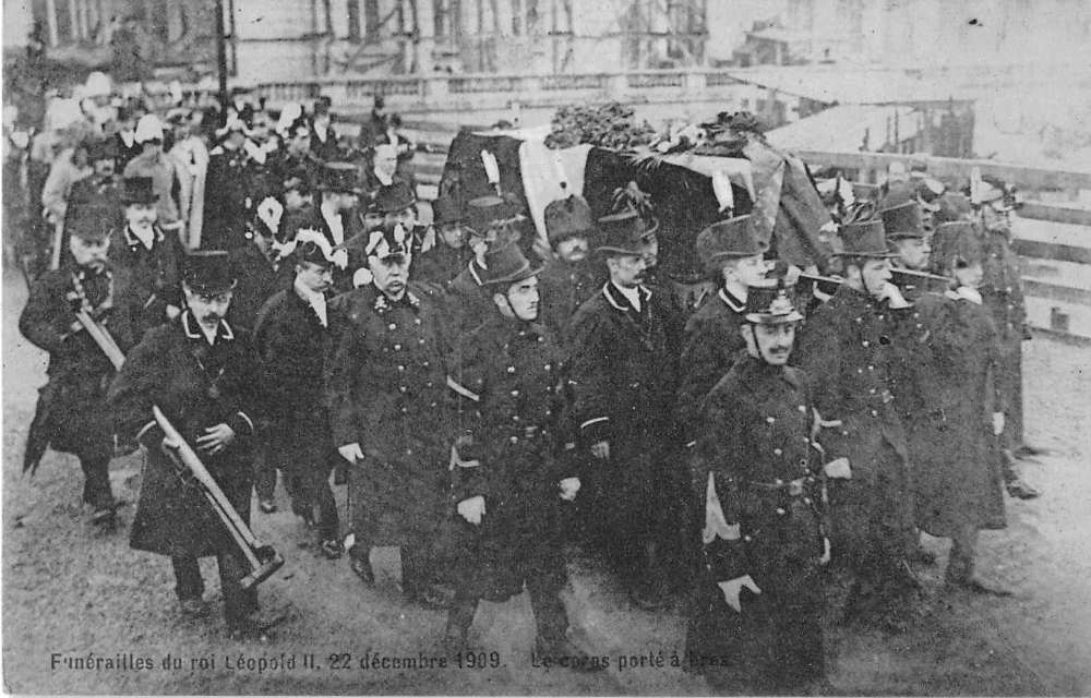 Laken Belgium Leopold II Funeral Procession Antique Postcard J53892