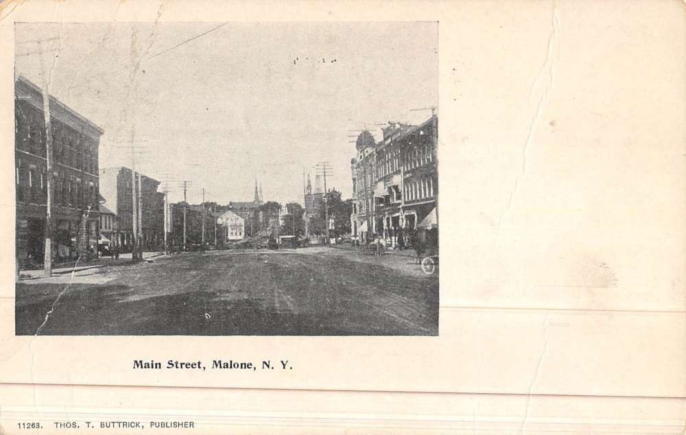 Malone New York Main Street Scene Historic Bldgs Antique Postcard