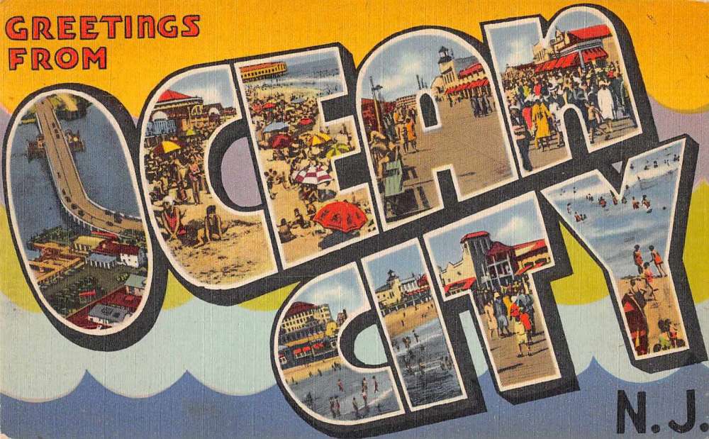 Ocean City New Jersey Greetings Large Letter Linen Antique Postcard ...