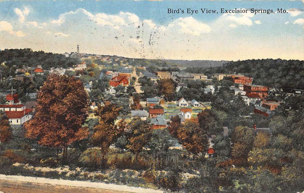 Excelsior Springs Missouri Birdseye View Of City Antique Postcard ...