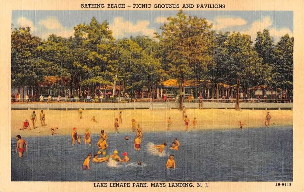 Mays Landing New Jersey Lake Lenape Park Beach Scene Antique Postcard ...