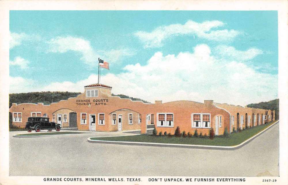 Mineral Wells Texas Grande Courts Motel Antique Postcard J63030 | eBay