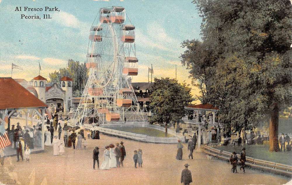 Peoria Illinois Al Fresco Park Street View Antique Postcard K59925 | eBay