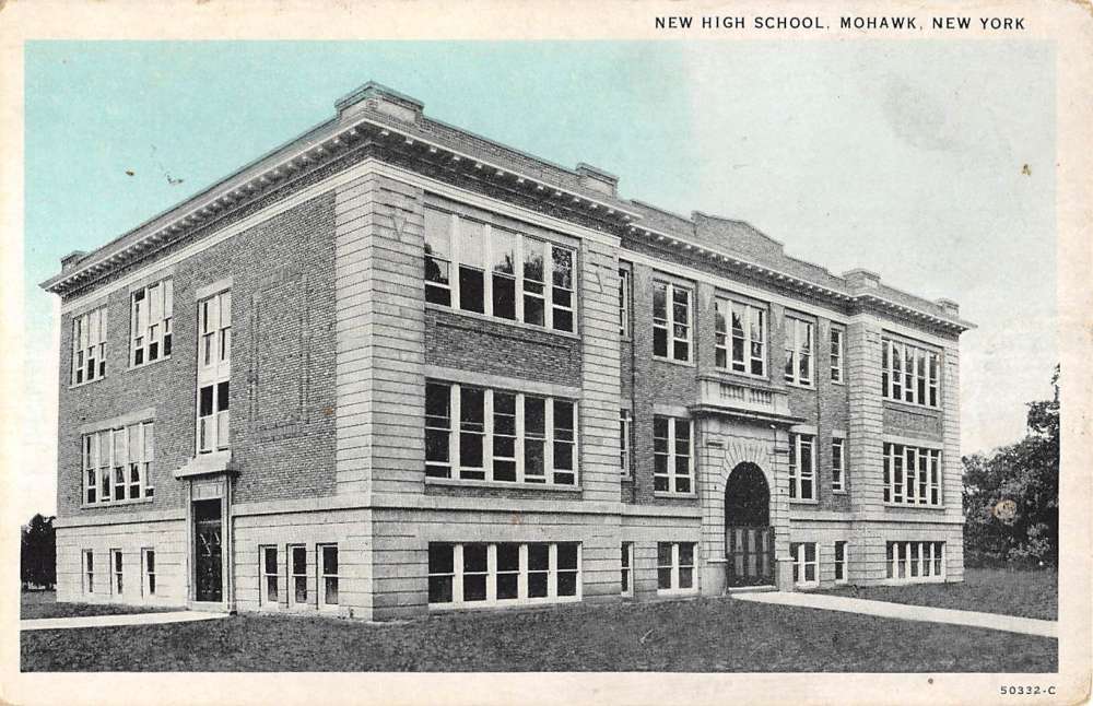 Mohawk New York New High School Street View Antique Postcard K65032 | eBay