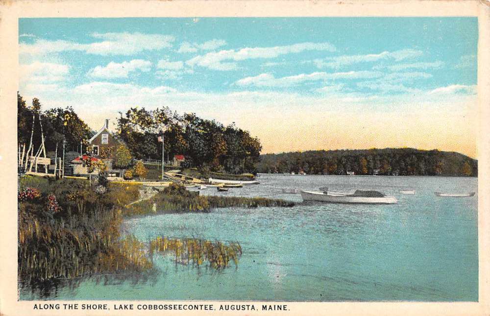 Augusta Maine Lake Cobbossecontee Waterfront Antique Postcard K65942 | eBay