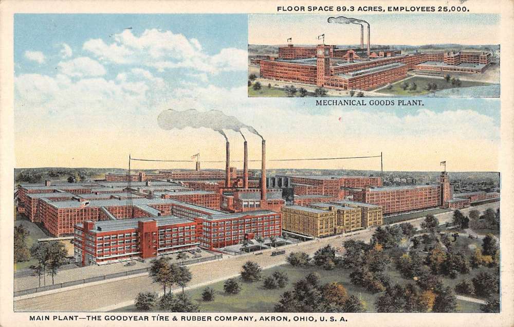 Akron Ohio Goodyear Main Plant Multiview Antique Postcard K77707 | eBay