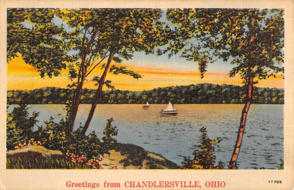 Chandlersville Ohio Sailboat Waterfront Greeting Antique Postcard ...