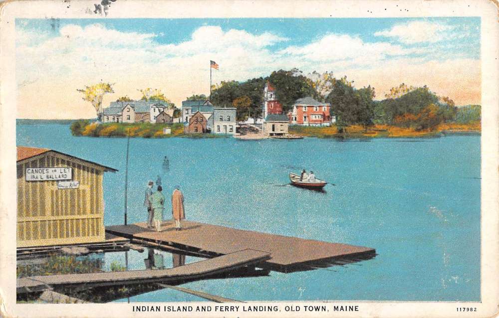 Old Town Maine Indian Island Ferry Landing Antique Postcard K85131 | eBay