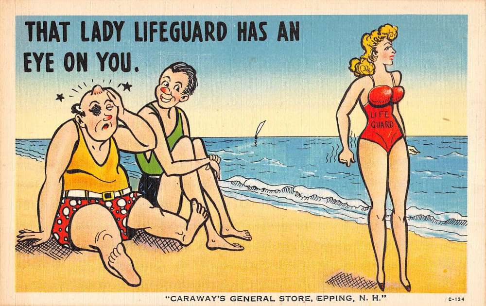 Epping New Hampshire Life Guard Bathing Beauty Comic Antique Postcard K87228