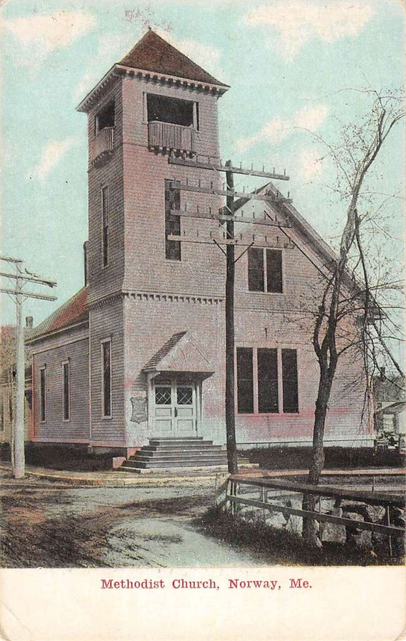 Norway Maine Methodist Church Street View Antique Postcard K93955 eBay