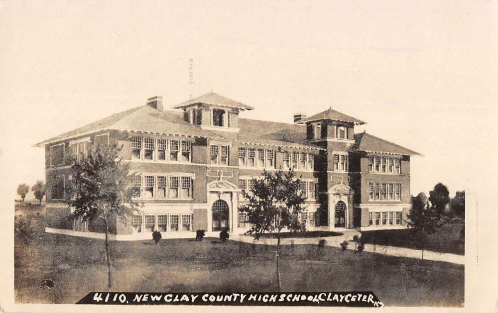 Clay Center Kansas New County High School Real Photo Antique Postcard ...