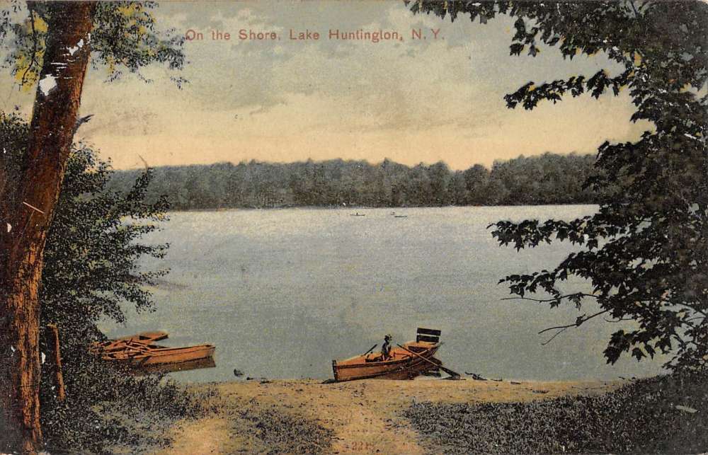 Lake Huntington New York Shoreline Waterfront Antique Postcard K96492 ...