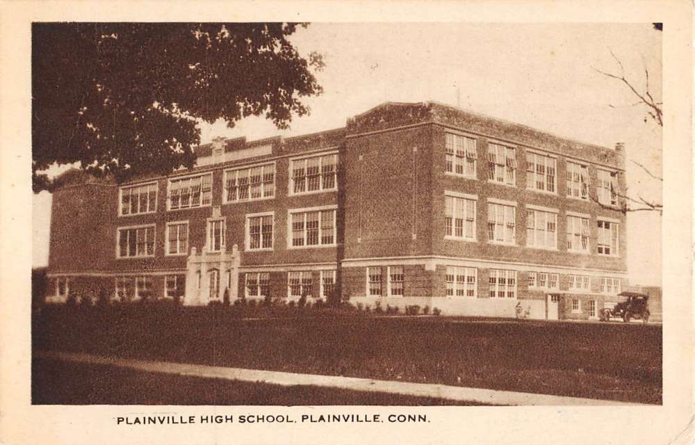 Plainville Connecticut High School Street View Antique Postcard K98965 