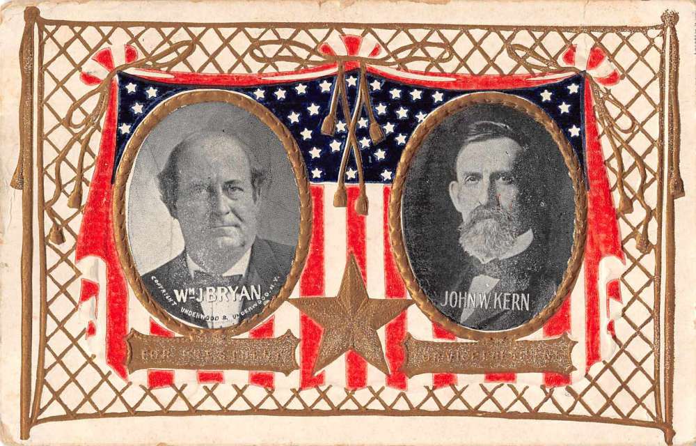 Presidental Election 1908 Democratic Nominees Bryan Kern Postcard ...