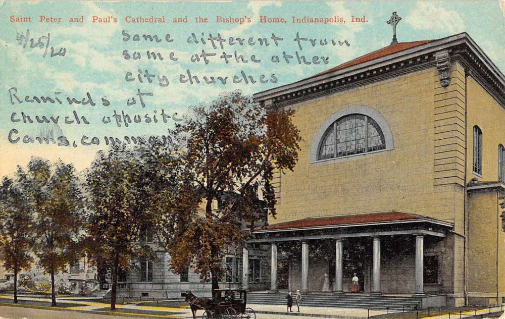 Indianapolis Indiana St Peter Paul Cathedral Bishop Home Postcard