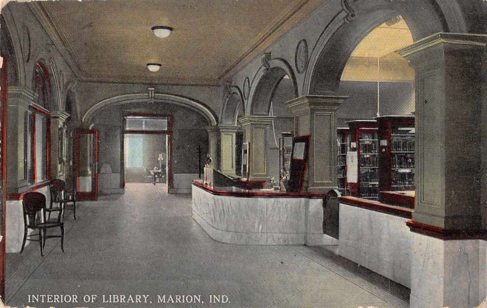 Marion Indiana Interior of Library Vintage Postcard JF686539 | eBay