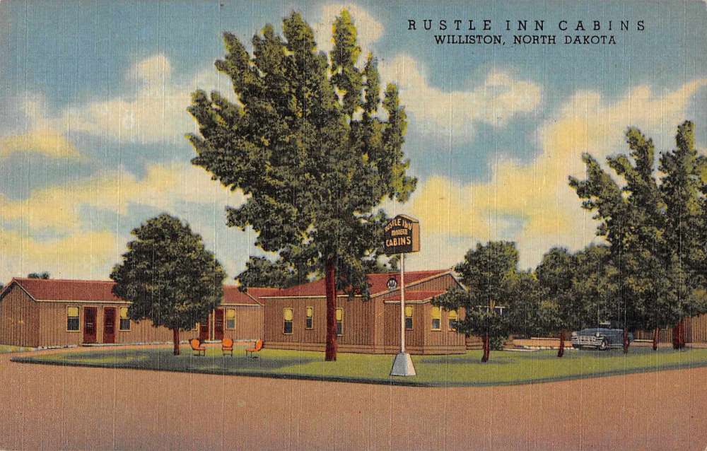 Williston North Dakota Rustle Inn Cabins Linen Vintage Postcard