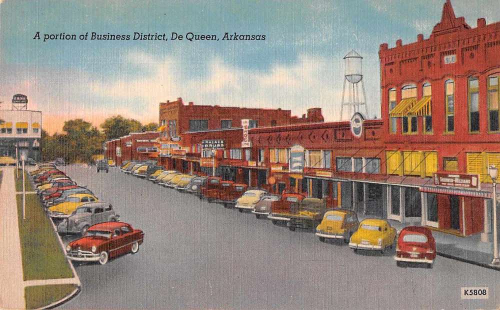 De Queen Arkansas Business District Street Scene Vintage Postcard ...