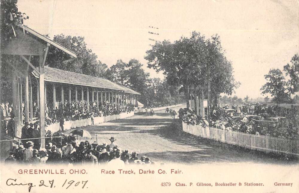 Greenville Ohio Race Track Darke County Fair Vintage Postcard AA24441