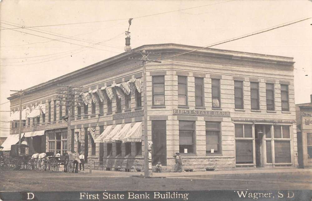 Wagner South Dakota First State Bank Building Real Photo Postcard ...