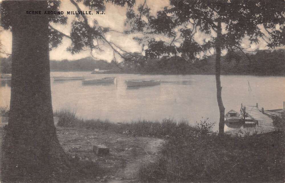 Millville New Jersey Water Scene, B/W Photo Print Vintage Postcard U10254