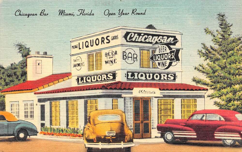 Miami Florida Chicagoan Bar, Color Linen Vintage Postcard U18742