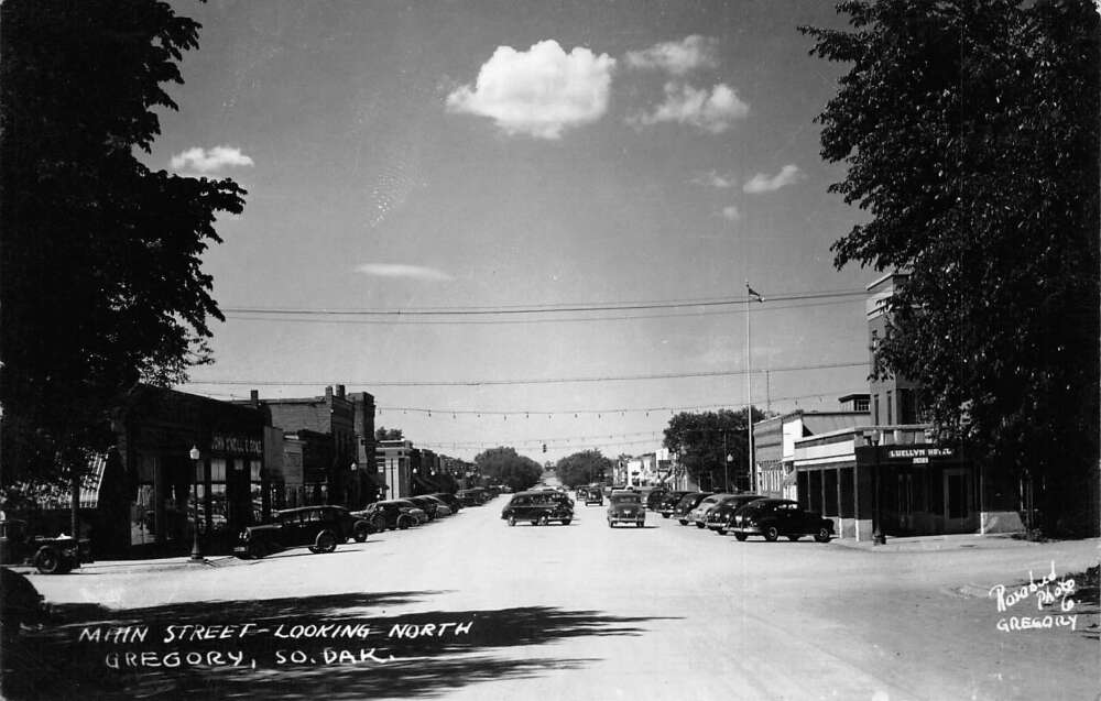 Gregory South Dakota Main Street Looking North Real Photo Postcard AA84791