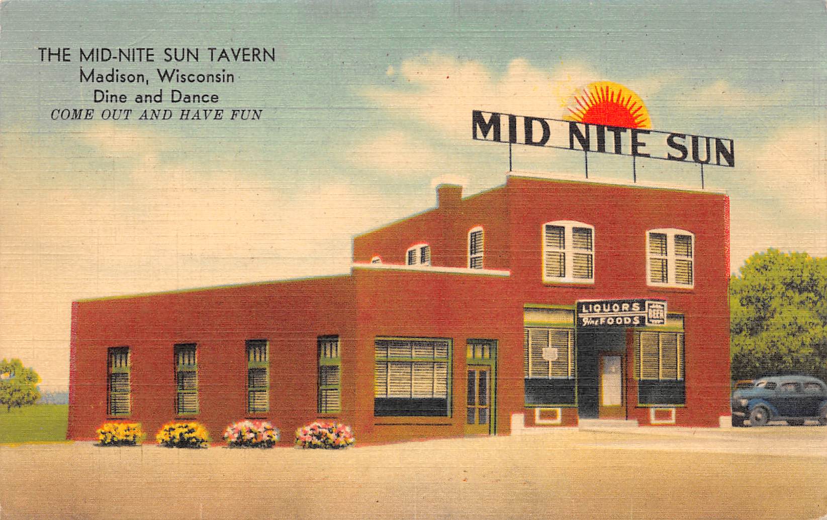 Madison Wisconsin Mid-Nite Sun Tavern, Color Linen, Vintage Postcard U19252